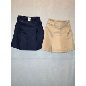 Cherokee Girls School Uniform Skorts Bundle Navy Blue Khaki Tan Size 6/6X 2 Pack